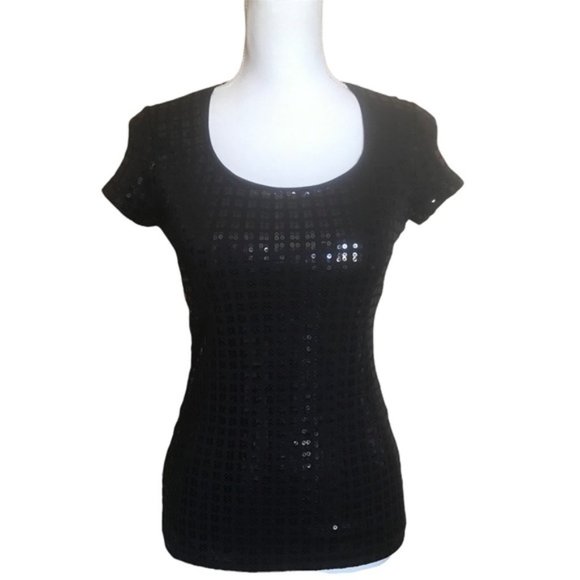 WHBM Navy Sequin Tee Shirt - Picture 1 of 7